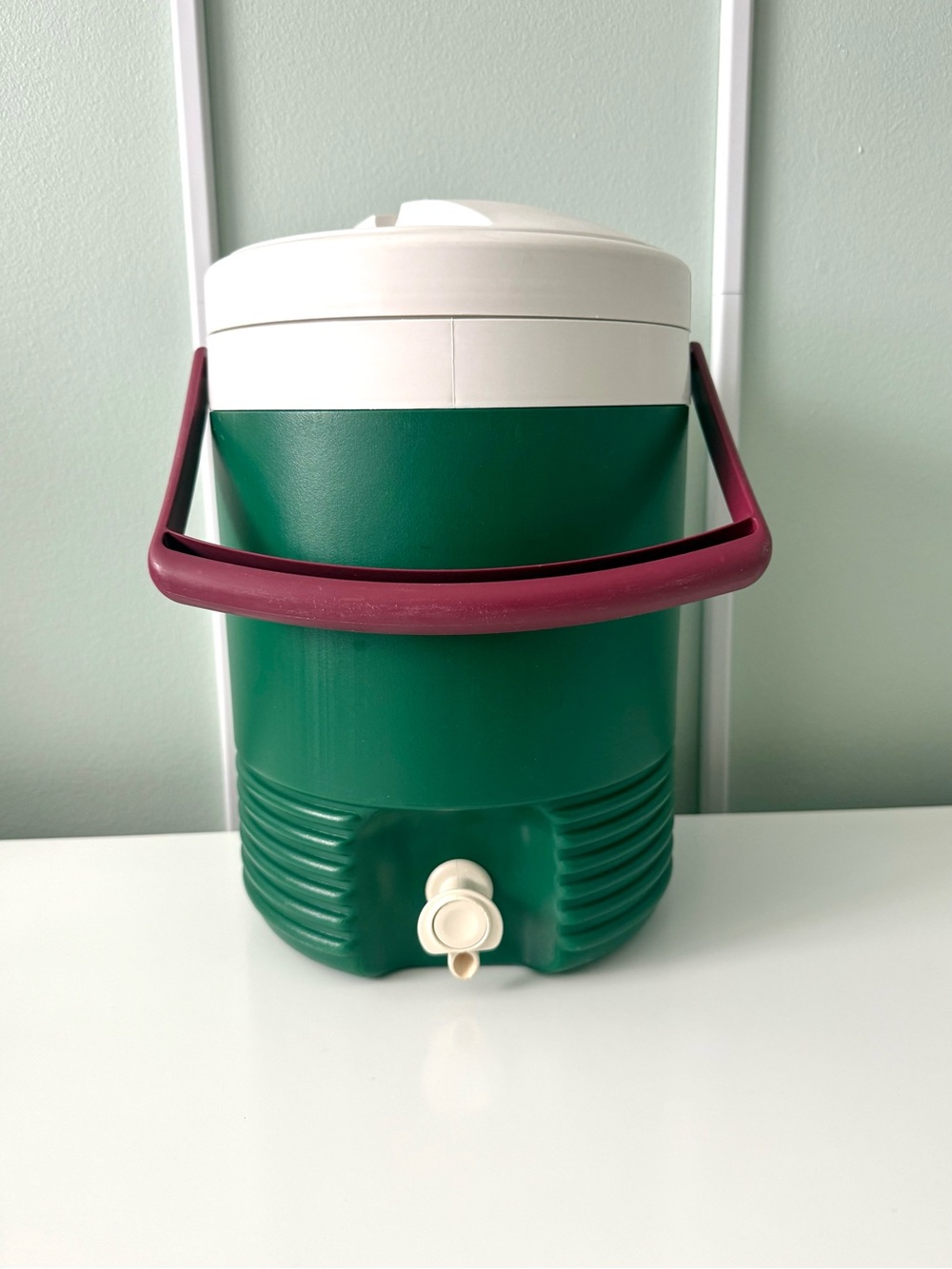 Vintage Igloo Drink Dispenser Cooler Plastic Green Purple Maroon